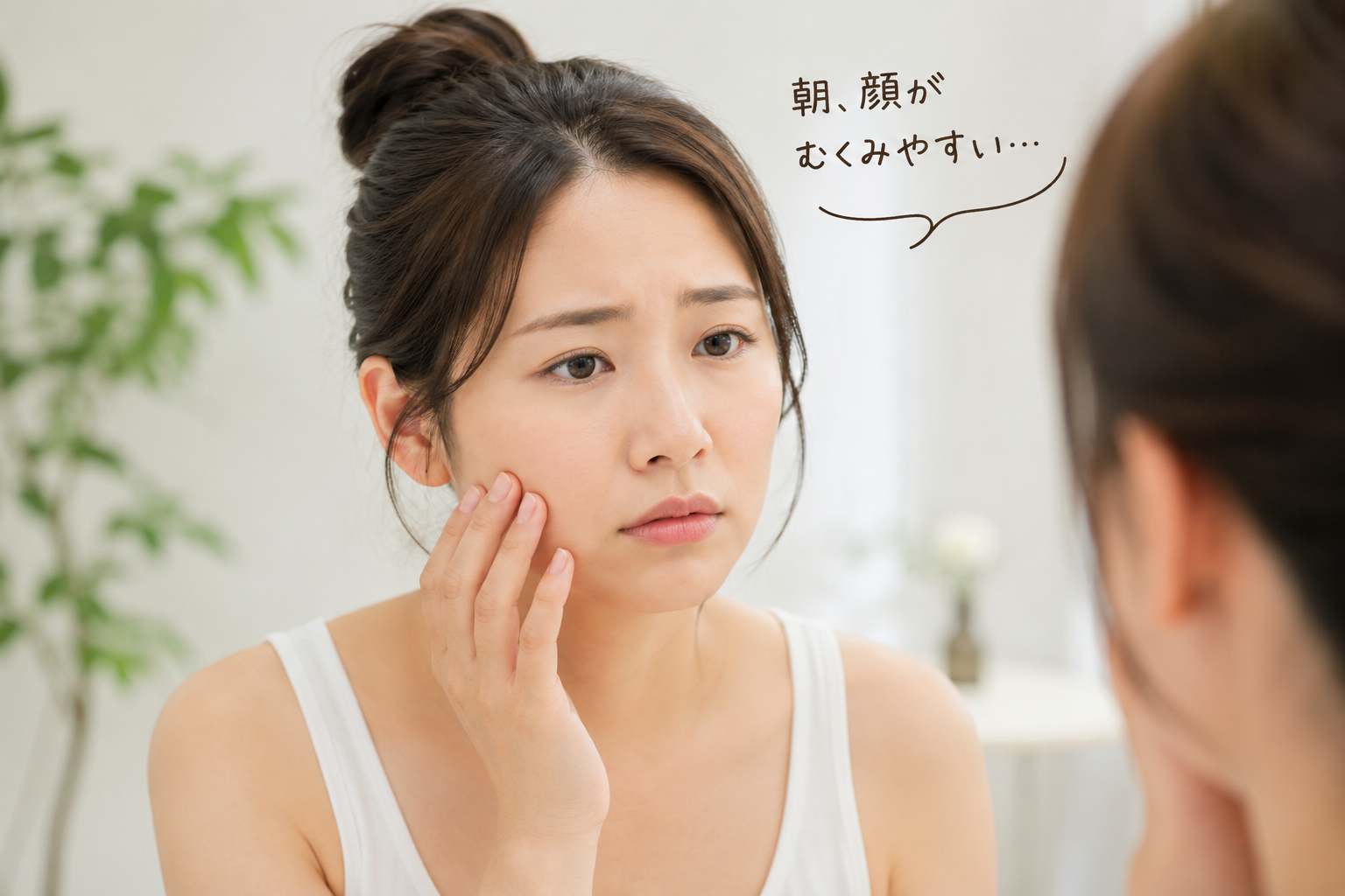むくみや顔の重さで悩む様子