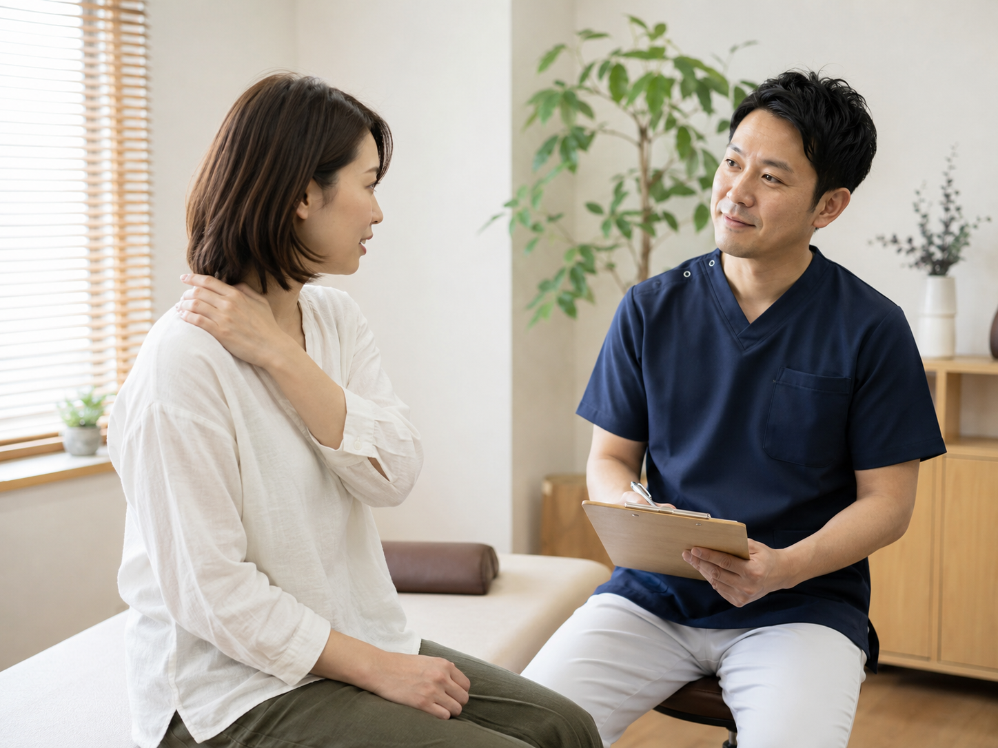 冷房で首肩まわりに違和感を感じる肩こりのイメージ