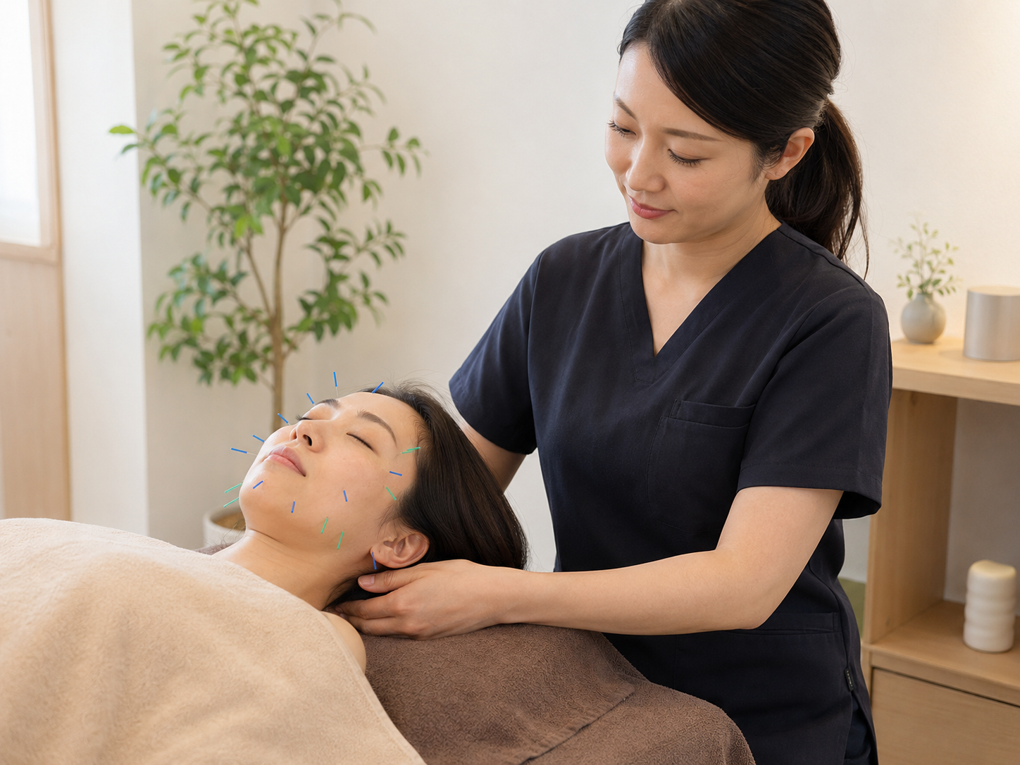美容鍼を受ける女性のイメージ
