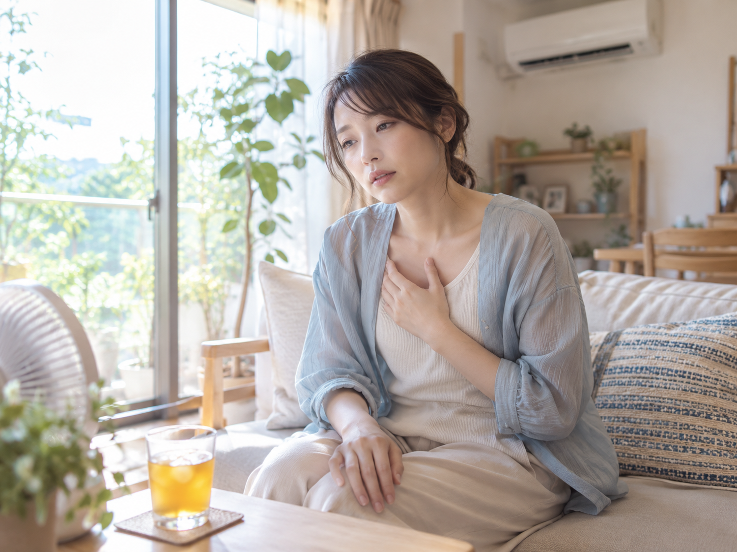 横須賀中央で夏の疲れや身体のだるさに悩む女性のイメージ